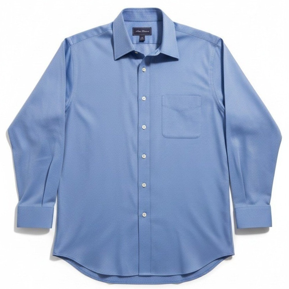 Alan Flusser Blue 100% Cotton Long‎ Sleeve Dress Shirt, Men's 16 32/33, Pocket